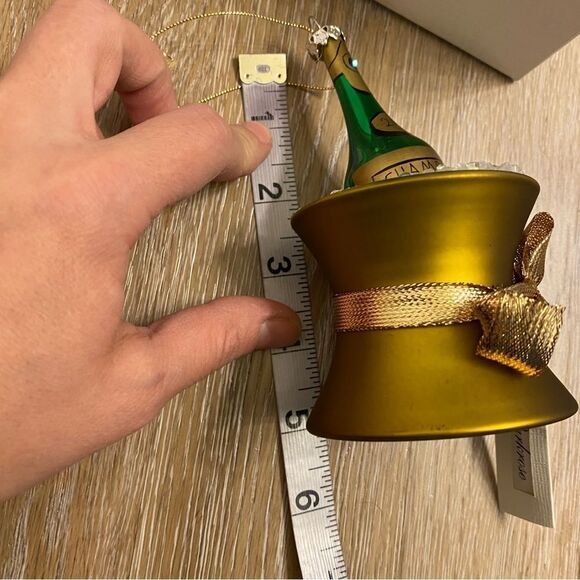 Christmas Vintage blown Glass holiday ornament champagne bucket bottle 2005 5” - Picture 11 of 12